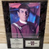 Limited Ed. Star Trek VI Spock Signed Leonard Nimoy Photo Wall Plaque w/ COA