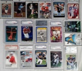 Lot Of 16 Football And 1 Basketball Trading Cards All Slabed Some Graded