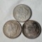 3 Morgan Silver Dollars - 1883 w/ Rainbow Toning, 1885 and 1921-S