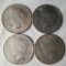 4 US Silver Peace Dollars - 1922, 1922-D, 1922-S and 1923-S