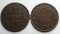 2 Canada 1858 Large Cents - VF 30 and G/VG