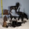 Cast Iron Dog Doorstops, Ship bookends, Leaf Tray, Sad Iron, Spelter Elephant and Teddy Bank