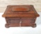 Antique Carved Wood Tea Caddy with Tin Lining