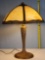 Arts and Crafts Slag Glass Domed Caged Shade Table Lamp