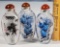 3 Reverse Painted glass Snuff Bottles in Boxes