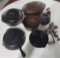 8 Pieces Of Cast Iron Cookware & 1 Meat Grinder