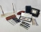 Lot Of Desk Items Pens, Note Pad & Desk Clock