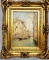 Antique Oli On Canvas Venice Canal Scene Painting with Gondola