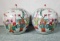 Pr Turn of the 20th Century Globe Form Chinese Porcelain Famile Rose Ginger Jars