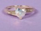 14k Gold Ring with Rainbow Heart Cubic Zirconia