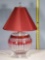 Cranberry Cut to Clear Crystal Base Table Lamp