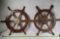 2 Vintage Brass And Wood Yacht Wheels