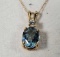 10K Yellow Gold Fine Chain With Topaz & CZ Pendant Set In 14K Yellow Gold