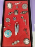 Tray of Vintage Sterling Silver Pins