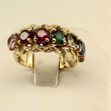 14K Yellow Gold 7 Stone Mothers / Grandmothers Ring