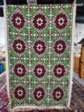 Bold Floral And Diamong Pattern Vintage Woven Rug