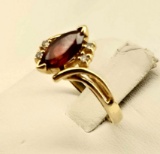 14K Yellow Gold Garnet & Diamond Ring