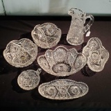 7 Pcs American Brilliant Cut Crystal with Varied Hobstar and Pinwheel Designs