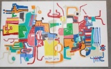 Phyllis Trager Hyman (1936-2011) Acrylic On Canvas 2005 Diptych 