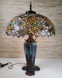 Cattails And Floral Stainded Glass Table Lamp