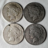 4 US Silver Peace Dollars - Two 1922-D and Two 1922-S