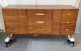 Stunning Mid Century John Widdicomb 9 Drawer Dresser Solid Wood w Brass Hardware