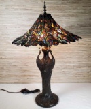Peacock Stainded Galss Table Lamp
