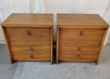 Used Paul Frankl Maple Nightstands for John Stuart With Nickel Plated Brass X Pulls