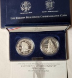 Leif Ericson 2000 Millennium Commemorative Coins in Original Presentation Box - US & Iceland