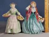 2 Royal Doulton Ladies with Flower Baskets - Daffy Down Dilly Hn 1412 and Lady Charmian Hn 1948