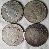 4 US Silver Peace Dollars- 1922, 1922-D and 1922-S Plus 1923-S