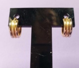 Italian Tri-Color 14k Gold Hoop Earrings