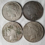 4 US Silver Peace Dollars -1934-D, 1925, 1922 and 1922-D