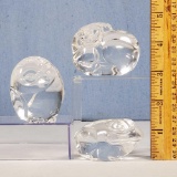 3 Steuben Crystal Hand Cooler Animal Figures/ Paperweights - Ram, From and Owl