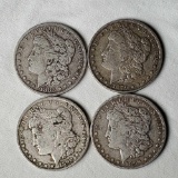 4 Morgan Silver Dollars - 1879, 1883, 1890-O and 1899-O