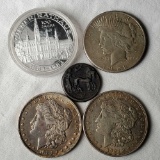 2 Morgan & 1 Peace US Silver Dollars, 1983 Osterreich Republik 500 Shilling & More