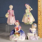 4 Royal Doulton Little Girl Figurines - Monica, Tinkle Bell, Babie and Mary Had a Little Lamb