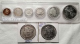 1900 Type Set of 6 Coins from Philadelphia Mint plus 1884-O &1896-O Morgan Silver Dollars