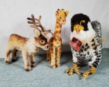 3 Vintage Steiff Animals w/ Tags