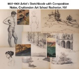 1897-1901 Expertly Executed Artist's Sketch Book from Cruttenden Rochester NY Art School