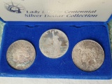 Lady Liberty Centennial Silver Dollar Collection -1878-S Morgan, 1923-D Peace and 1986-S Liberty