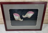 Antique Chinese Children's Binding Shoes in Shadow Box