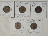 5 1867 Shield Nickel Special Die Variety Coins