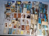2 Albums of Vintage Postcards, Trade Cards, etc