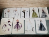 Unusual Color Iron-On Transfer of Vintage Fashion Prints from Haute Couture Dressmaker Shop