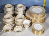 61 Pcs Wedgwood Gold Florentine Bone China Dinnerware set