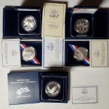 5 US Mint Commemorative Silver Proof Dollars - Eagle, Edison, First Flight, Lewis & Clark, & Buffalo