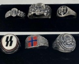 Lot Of 6 Silver German WWII War Artifact Rings 800 -Sterling