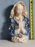 Cybis/Cordey Madonna Bust with Lace Scarf, Open Sleeves and Rose