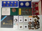 Case Lot of Graded US Silver and Other Coins and Medals, Foreign Proof and UNC Commemorative Sets